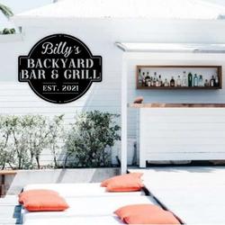 personalized bar and grill sign bbq sign backyard decor outdoor kitchen metal sign home decoration 2