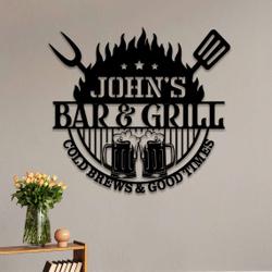 personalized bar and grill sign cold brews and good times bar sign decor husband gifts dad gifts 1