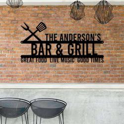 personalized bar and grill sign grilling gifts sign bbq sign kitchen outdoor decor 1