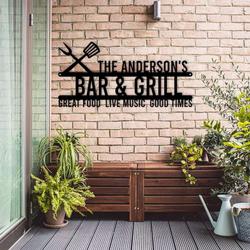 personalized bar and grill sign grilling gifts sign bbq sign kitchen outdoor decor 2