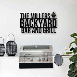 personalized bar and grill sign outdoor sign bbq sign kitchen decor sign for backyard home housewarming gift 1