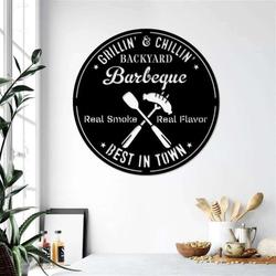 personalized barbeque metal sign real smoke real flavor best in town backyard barbecue sign home decor house warming gift 1