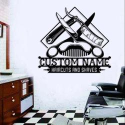 personalized barber shop haircuts and shaves hair salon business custom metal sign 1