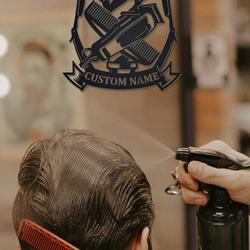 personalized barber shop metal wall art hair salon decor gift for hair stylist 2