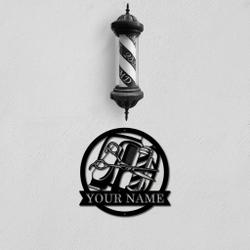 personalized barber shop metal wall art hair salon decor gift for hair stylist 3