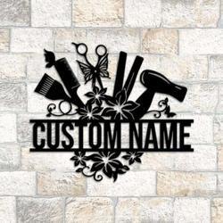 personalized barber shop sign hair stylist name sign hairdresser sign room decor 1
