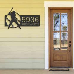 personalized baseball player sport v1 address sign house number plaque custom metal sign 1