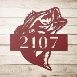 personalized bass fish address sign house number plaque custom metal sign realtors closing gift 2