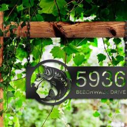 personalized bass fishing fisherman v1 address sign house number plaque custom metal sign 1