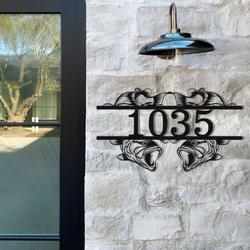 personalized bass fishing modern address sign house number plaque custom metal sign 1