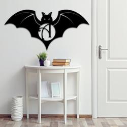Personalized Bat Metal Wall Art Monogram Signs Halloween Decoration for Home