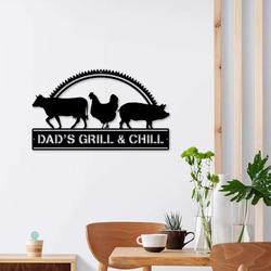 personalized bbq and grill sign cow chicken pig wall decor barbecue sign home outdoor patio decor 1