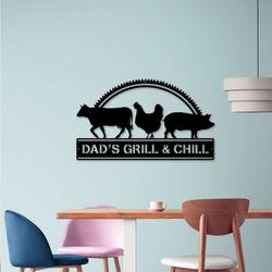 personalized bbq and grill sign cow chicken pig wall decor barbecue sign home outdoor patio decor 2