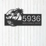 personalized beach scene summer palm tree address sign house number plaque custom metal sign 0