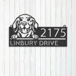personalized beagle dog cute puppy address sign house number plaque custom metal sign 0