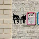 personalized bear couple camping forest address sign house number plaque custom metal sign 0