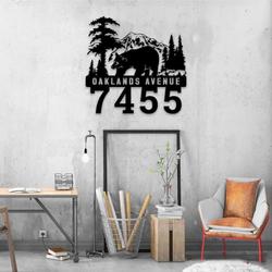 personalized bear forest address sign house number plaque custom metal sign 1