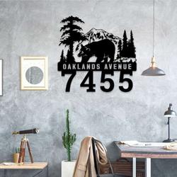 personalized bear forest address sign house number plaque custom metal sign 2