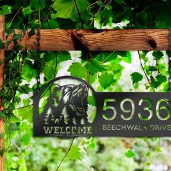 personalized bear forest scene address sign custom metal signs 2