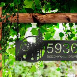 personalized bear forest scene wild life address sign custom metal signs 2