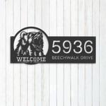 personalized bear forest scene wild life animal welcome address sign house number plaque custom metal sign 0