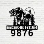 personalized bear forest sunset address sign house number plaque custom metal sign 0