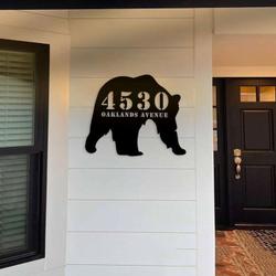 personalized bear lovers address sign bear house number plaque custom metal sign 1