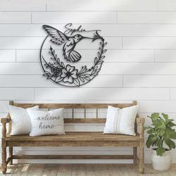 personalized beautiful hummingbird mom garden decorative garden custom metal sign 1