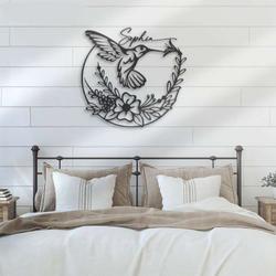 personalized beautiful hummingbird mom garden decorative garden custom metal sign 2