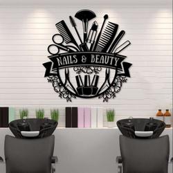 personalized beauty hair and nails salon wall art business custom metal sign 1