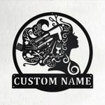 personalized beauty salon girl hair metal art custom hair salon name sign decor 0
