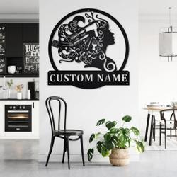 personalized beauty salon girl hair metal art custom hair salon name sign decor 1