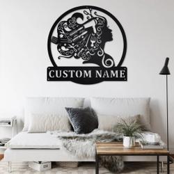 personalized beauty salon girl hair metal art custom hair salon name sign decor 2