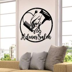 personalized beauty salon hair stylist business sign with woman face custom metal sign 2