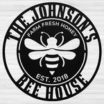 personalized bee garden farm fresh honey bee housedecorative custom metal sign housewarming gift 0