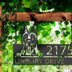 personalized belgian malinois dog cute puppy address sign house number plaque custom metal sign 1