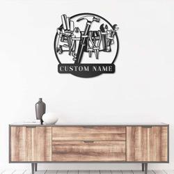 personalized belt with tools sign garage sign workshop custom metal signs dad gifts housewarming gifts 5