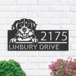 personalized bernese mountain dog cute puppy address sign house number plaque custom metal sign 1