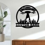 personalized bigfoot alien ufo under the moon camping custom metal sign 0