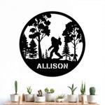personalized bigfoot middle finger sasquatch lodge cabin decor funny camping gift custom metal sign 0