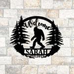 personalized bigfoot mountain sign sasquatch name sign bigfoot custom metal sign outdoor home decor 0