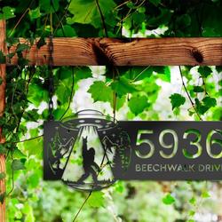 personalized bigfoot sasquatch ufo address sign custom metal signs 2