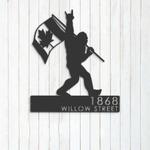 personalized bigfoot sasquatch with canada flag address sign house number plaque custom metal sign 0