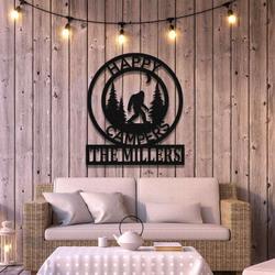 personalized bigfoot sign happy campers custom metal signs bigfoot camping lover gifts outdoor enthusiast fathers day gifts 1