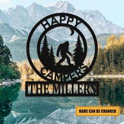 personalized bigfoot sign happy campers custom metal signs bigfoot camping lover gifts outdoor enthusiast fathers day gifts 2