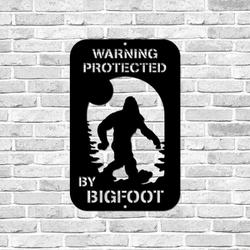 personalized bigfoot warning property protected sasquatch lawn yard custom metal sign 1