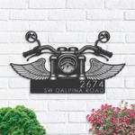 personalized biker bike rider motocycle with wings address sign house number plaque custom metal sign 0