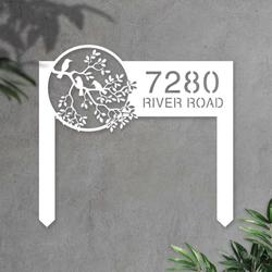 personalized bird garden yard stakes address sign house number plaque custom metal sign 3