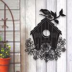 personalized birdhouse and flowers evergreen garden decorative custom metal sign 0