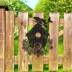 personalized birdhouse and flowers evergreen garden decorative custom metal sign 1